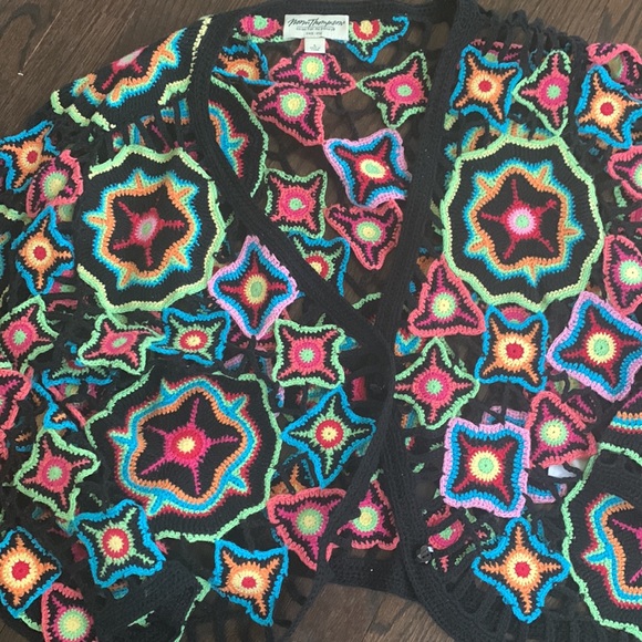 NORM THOMPSON VINTAGE CROCHET RAINBOW GRANDMA SWEATER - Picture 6 of 6